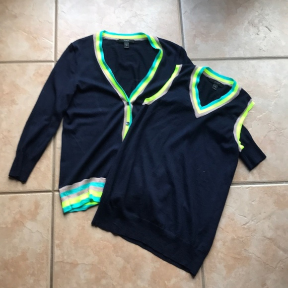 J. Crew Sweaters - J. Crew Lightweight Merino Cardigan with Neon Trim
